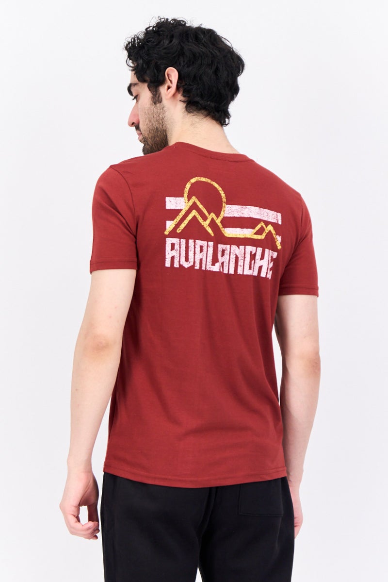 Avalanche تي شيرت رياضي للرجال بأكمام قصيرة، خارجي، بني - Image 2